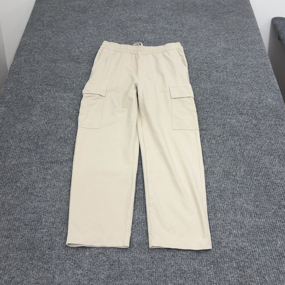 Uniqlo Cargo Pants Mens M Beige Cotton Elastic Waist Utility Gorpcore Casual